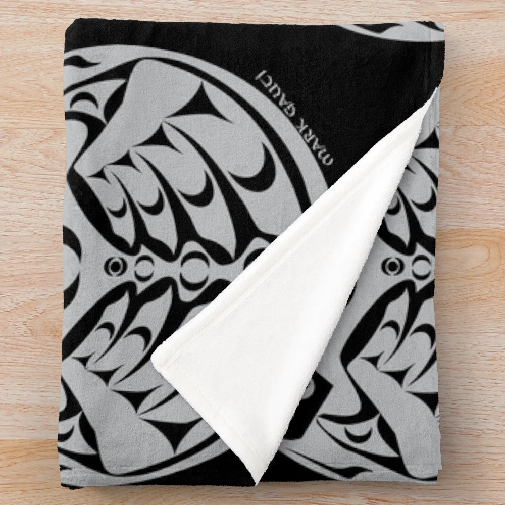 Coast Salish eagle plush blanket