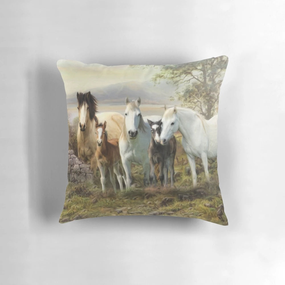 Connemara pony decorative pillow, handmade Irish home accent