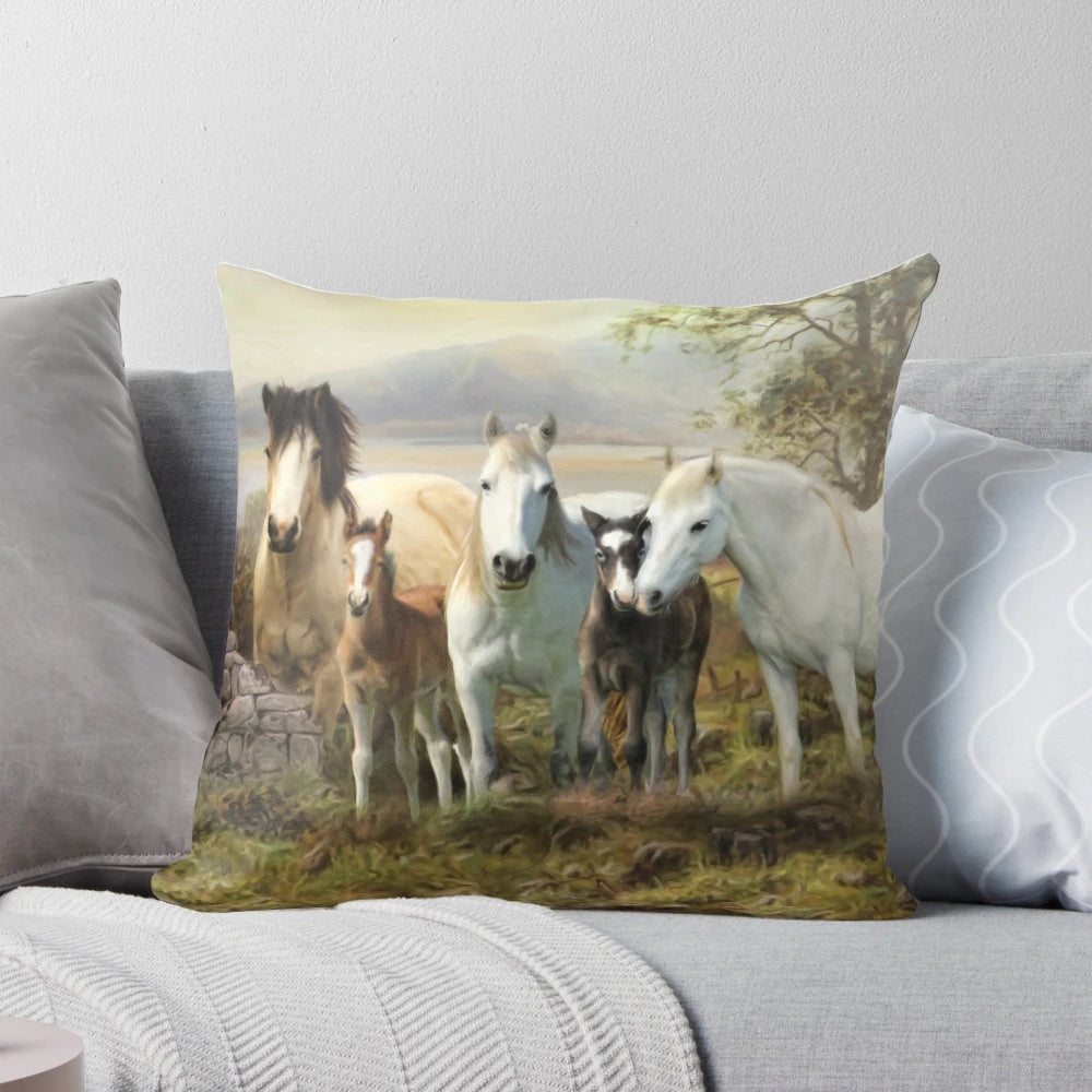 Connemara pony decorative pillow, handmade Irish home accent