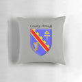 County Armagh Ancient Crest Throw Pillow, featuring the historic family crest of County Armagh, Ireland.
