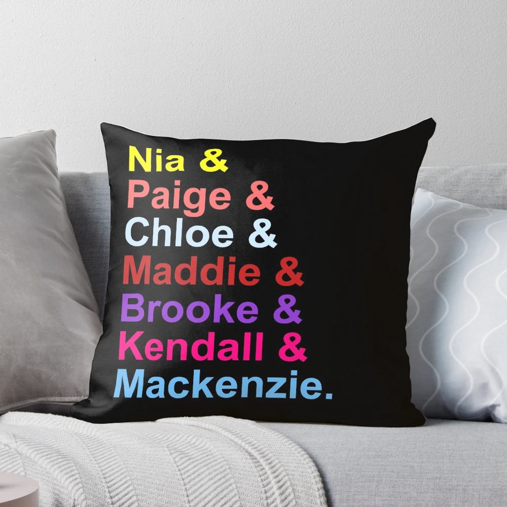 Dance Moms Original Seven Dancers Pillow featuring Mackenzie, Maddie, Brooke, Paige, Chloe, Nia, and Kendall