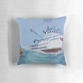 Pillow featuring the F/V Northwestern ship from the TV show "Deadliest Catch", with a seascape design and imagery related to Alaskan crab fishing.