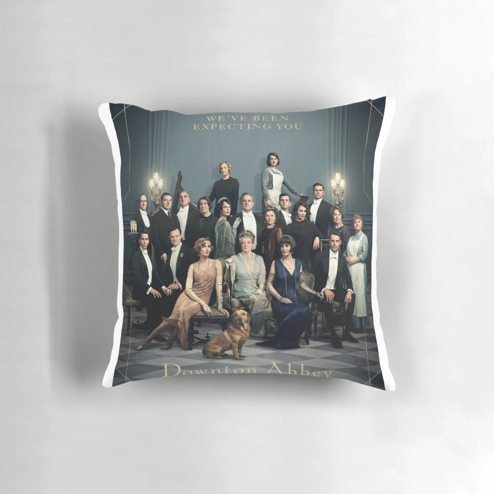 Downton Abbey inspired decorative throw pillow featuring the Crawley family crest