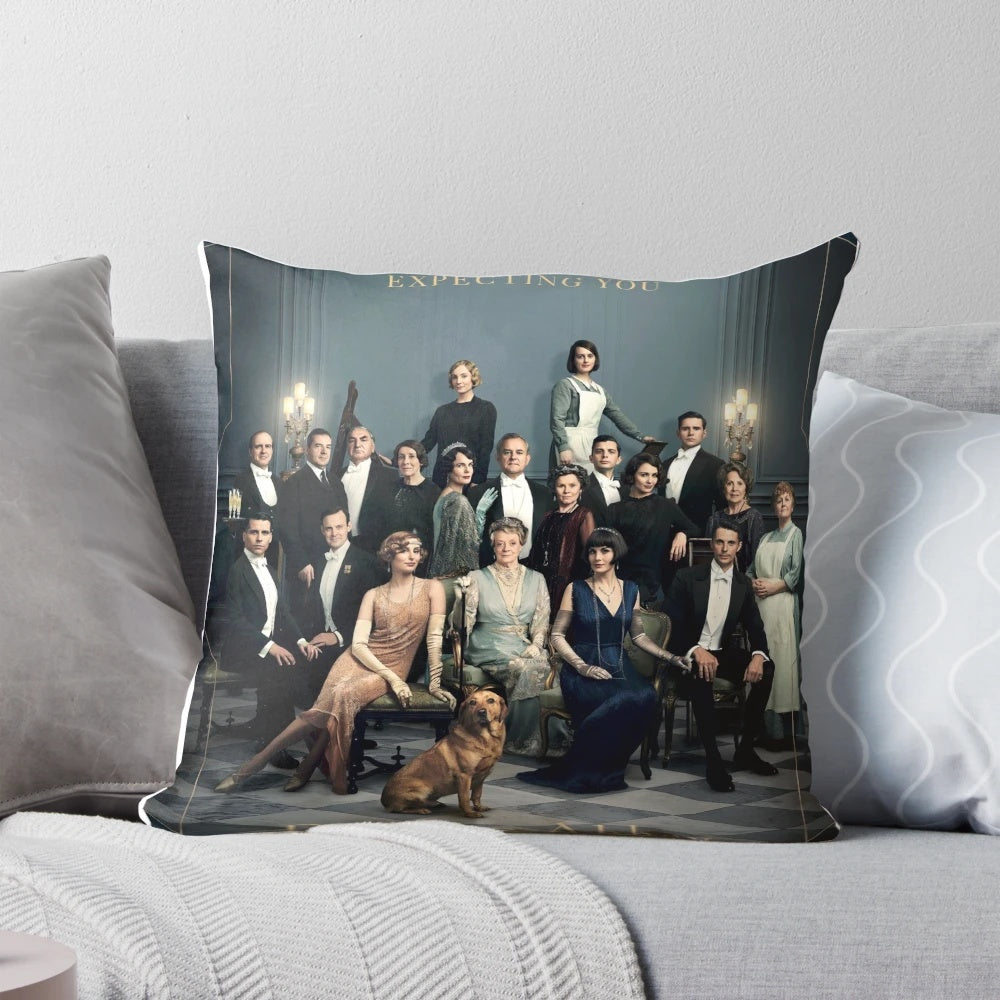 Downton Abbey inspired decorative throw pillow featuring the Crawley family crest