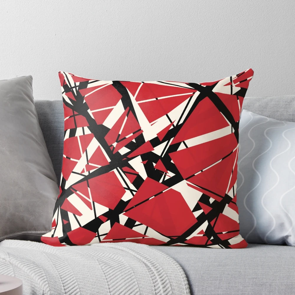 Pillow featuring the iconic Frankenstrat stripe design associated with legendary guitarist Eddie Van Halen