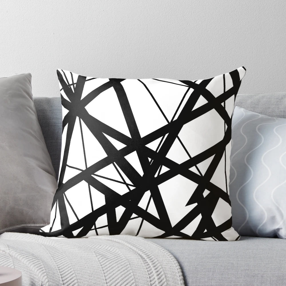 Pillow featuring the iconic black and white striped "Frankenstrat" guitar design popularized by legendary guitarist Eddie Van Halen