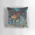 Vintage-inspired Edinburgh skyline and streets decorative throw pillow