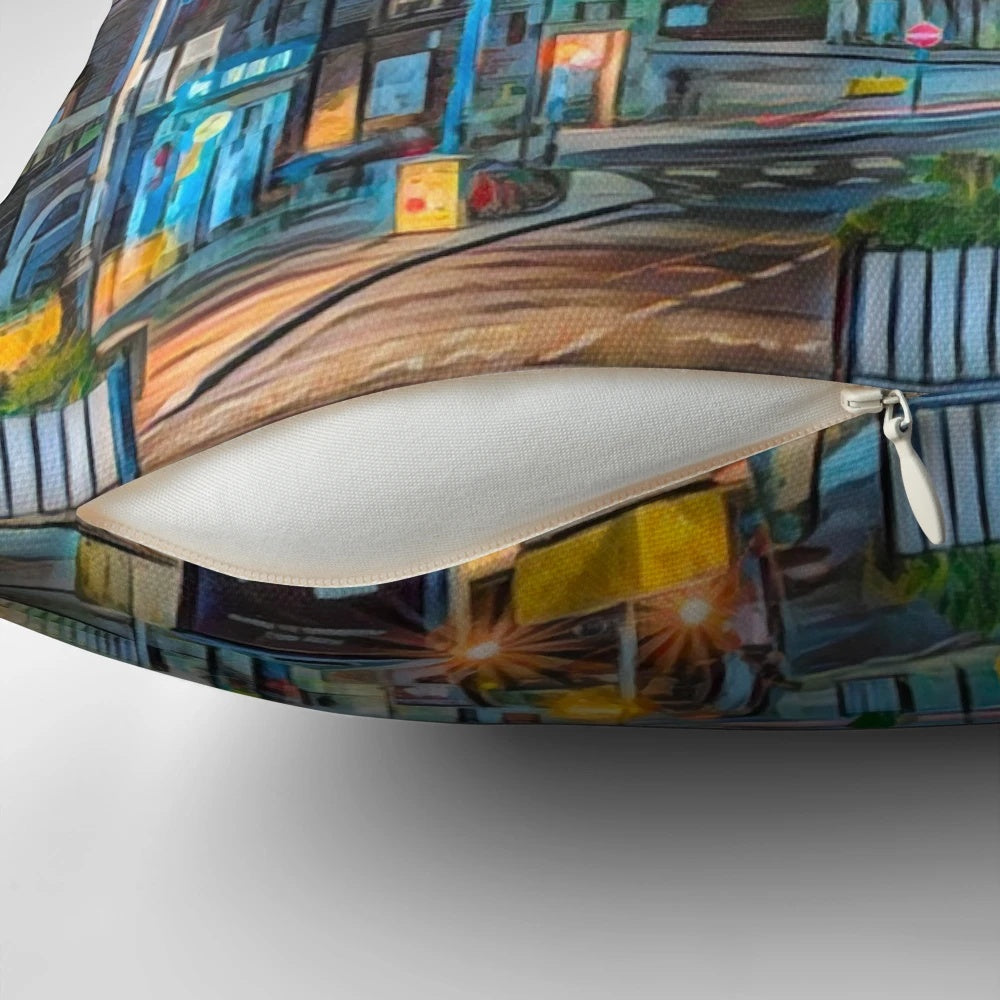 Vintage-inspired Edinburgh skyline and streets decorative throw pillow