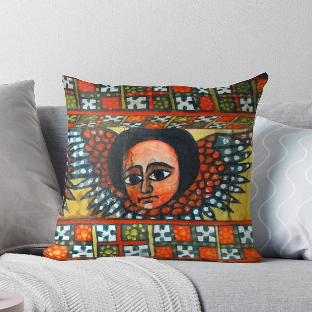 Colorful traditional Ethiopian Habesha pillow with cultural patterns and designs