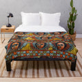 Vibrant multi-colored Ethiopian ሐበሻ plush blanket with traditional cultural designs