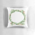 Eucalyptus wreath on a neutral-colored pillow, creating a natural and botanical home accent.