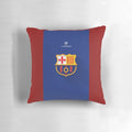 FC Barcelona logo printed on a soft, square throw pillow