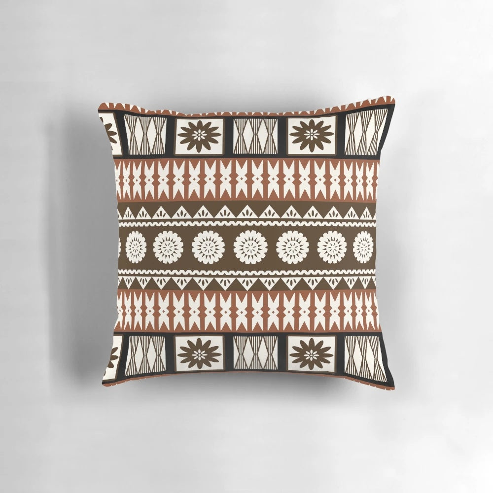 Fijian masi tapa cloth pillow featuring traditional south pacific island design