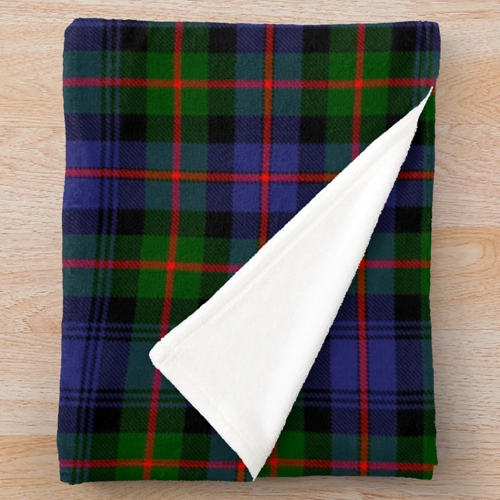 Clan Fleming tartan plush blanket featuring a traditional Scottish tartan pattern