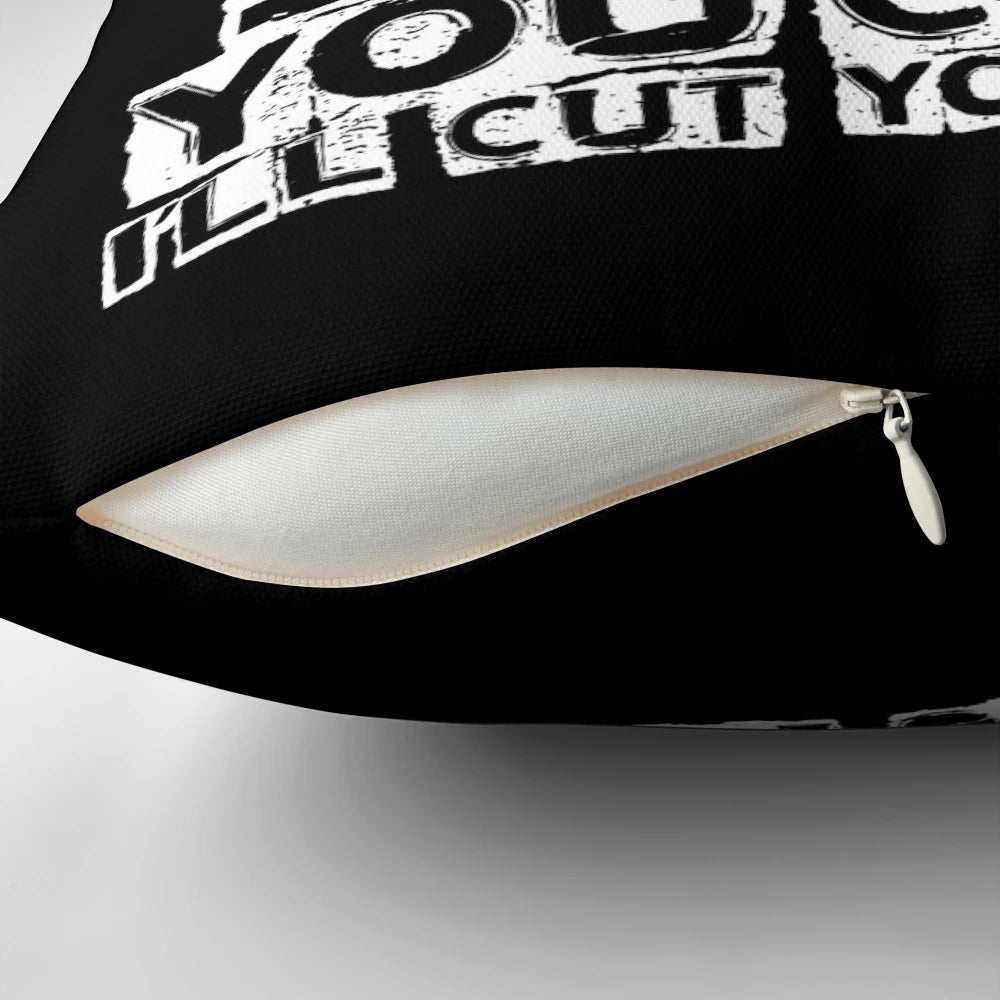 Football hooligan-inspired pillow with a gritty, industrial design