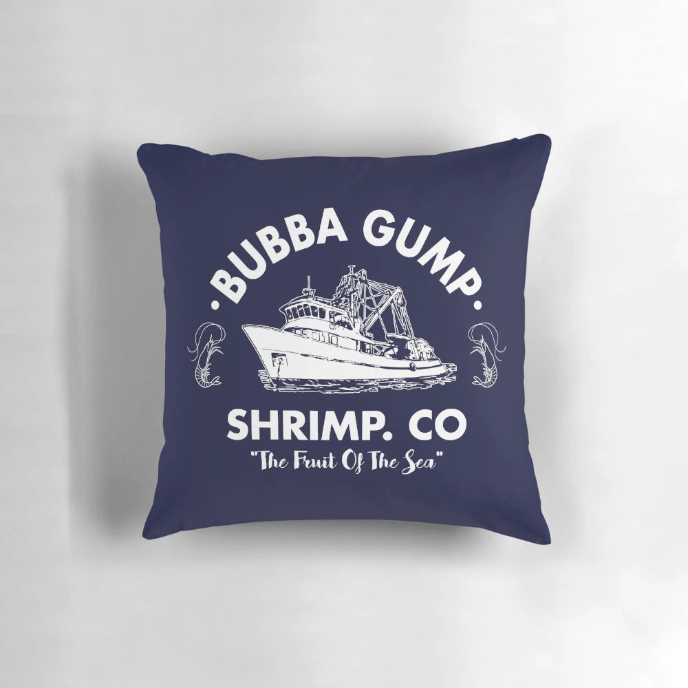 Soft, plush Forrest Gump-themed Bubba Gump Shrimp Co. pillow with iconic movie quote