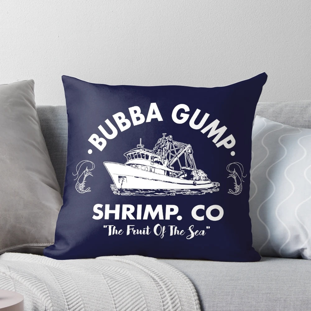 Soft, plush Forrest Gump-themed Bubba Gump Shrimp Co. pillow with iconic movie quote