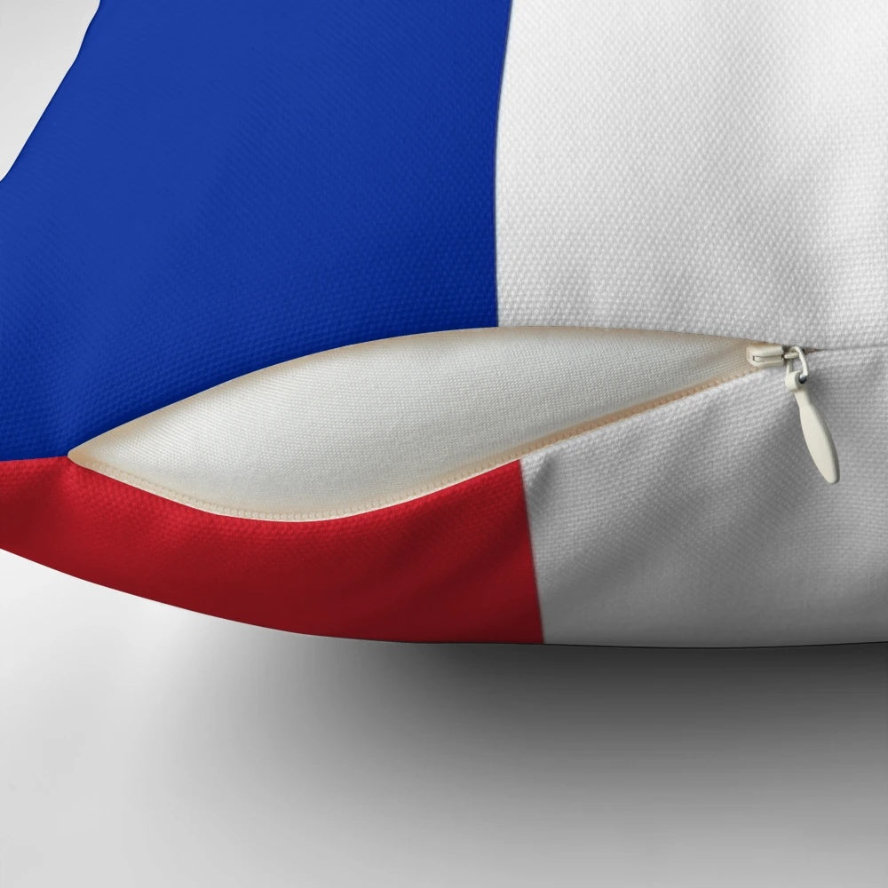 Decorative throw pillow featuring the national flag of France, a symbol of French pride and patriotism.