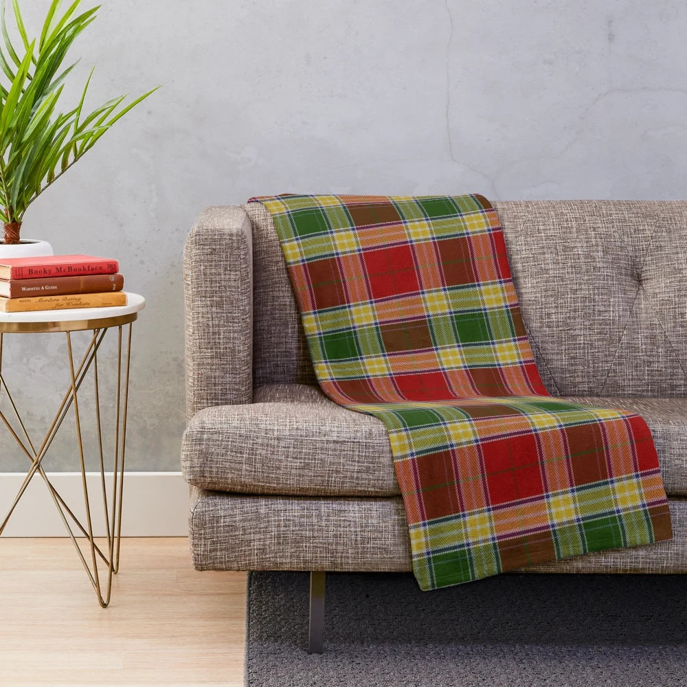Gibson Clan Tartan Plush Blanket with Ancestral Family Crest