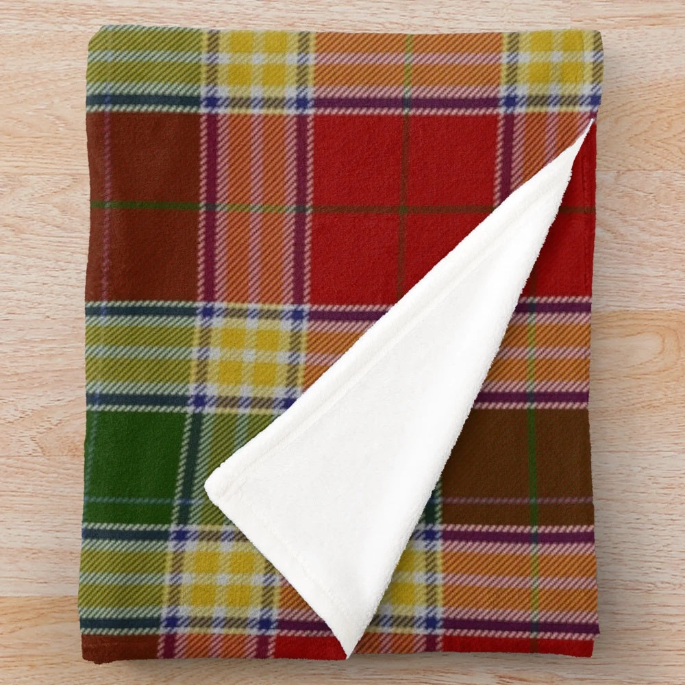Gibson Clan Tartan Plush Blanket with Ancestral Family Crest