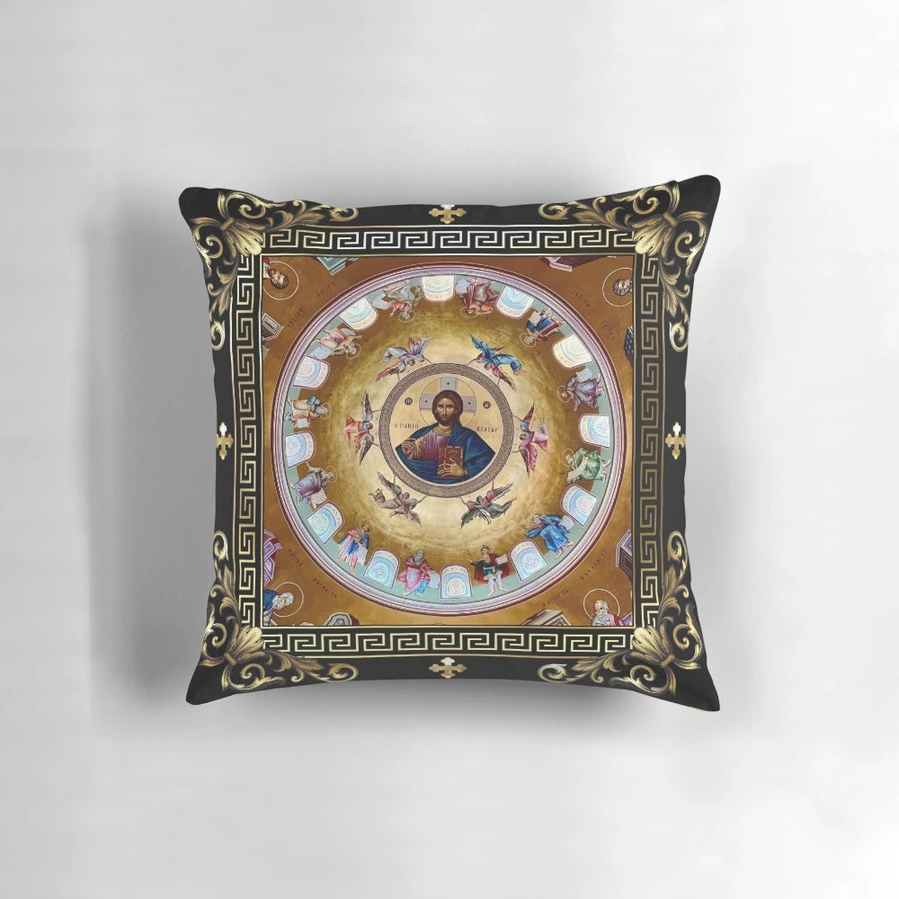 Greek Orthodox Dome Icon Decorative Throw Pillow for Christian Home Decor