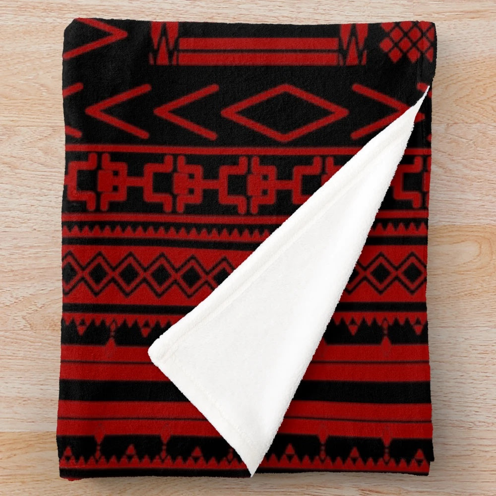 Ifugao weave plush blanket with tribal patterns and symbols