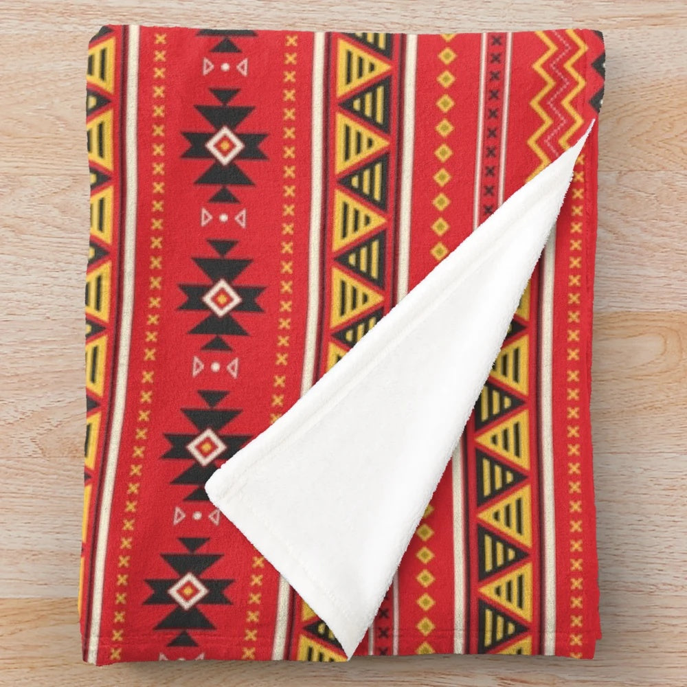 Igorot-inspired plush blanket with traditional weaving patterns