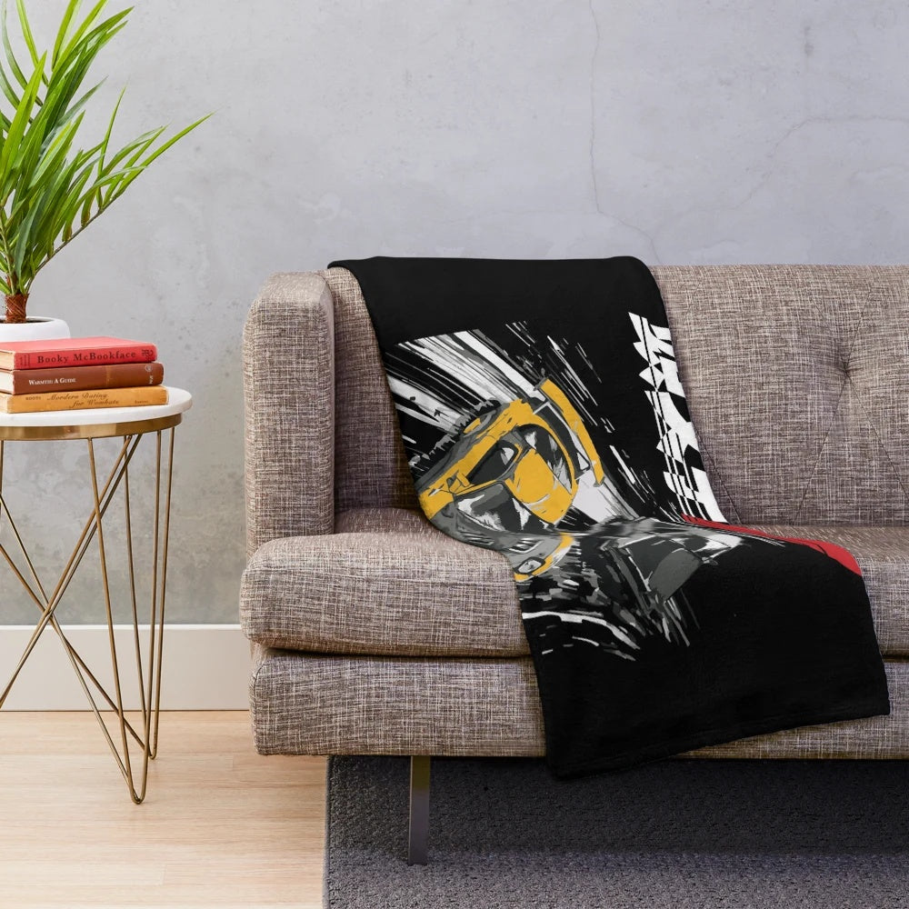 Initial D AE86 and FD RX-7 plush blanket featuring iconic Japanese drift cars