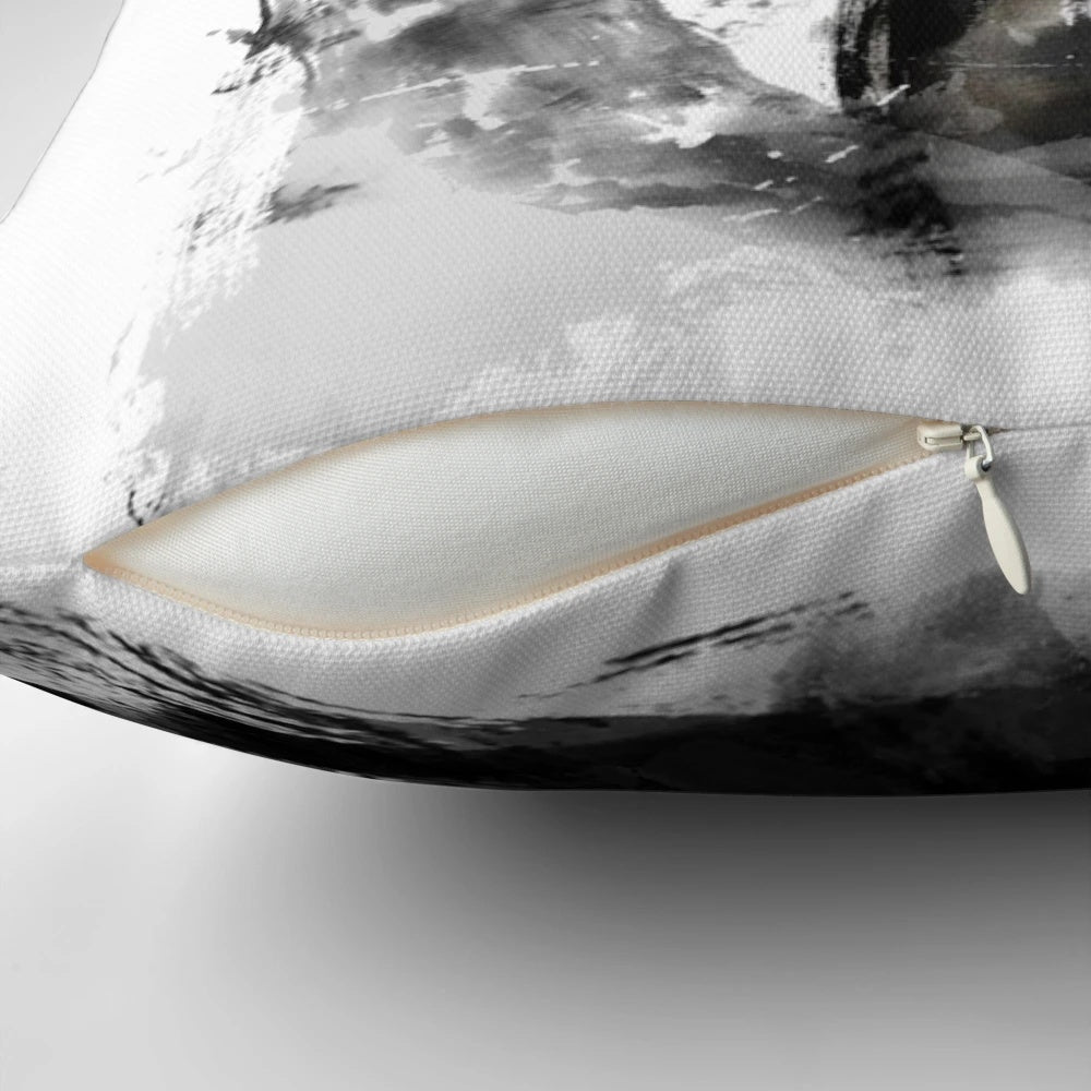 A decorative Japanese-style pillow featuring a samurai warrior design