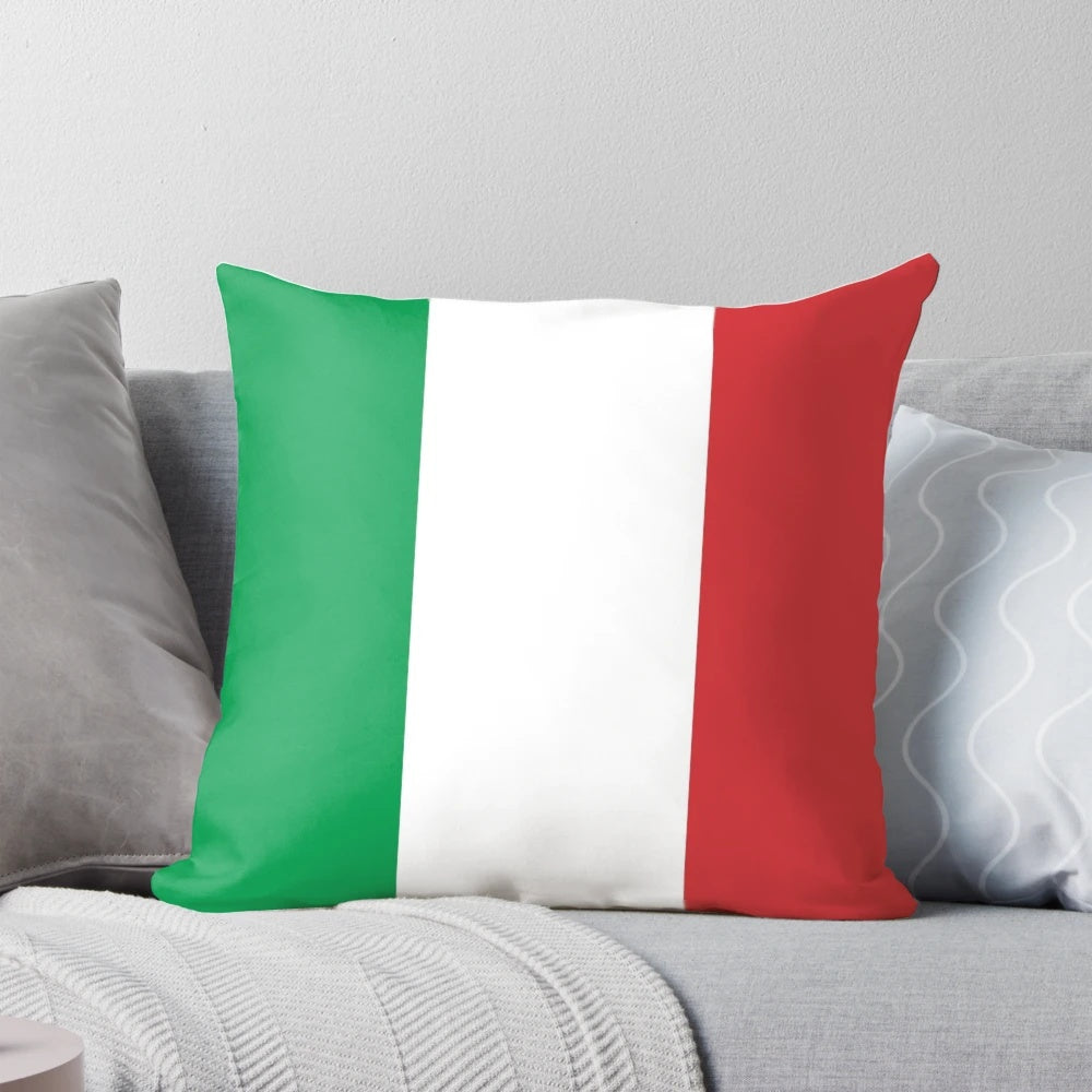 Decorative Italy flag throw pillow with red, white, and green colors