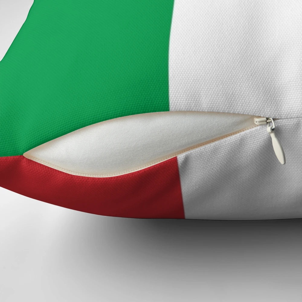Decorative Italy flag throw pillow with red, white, and green colors
