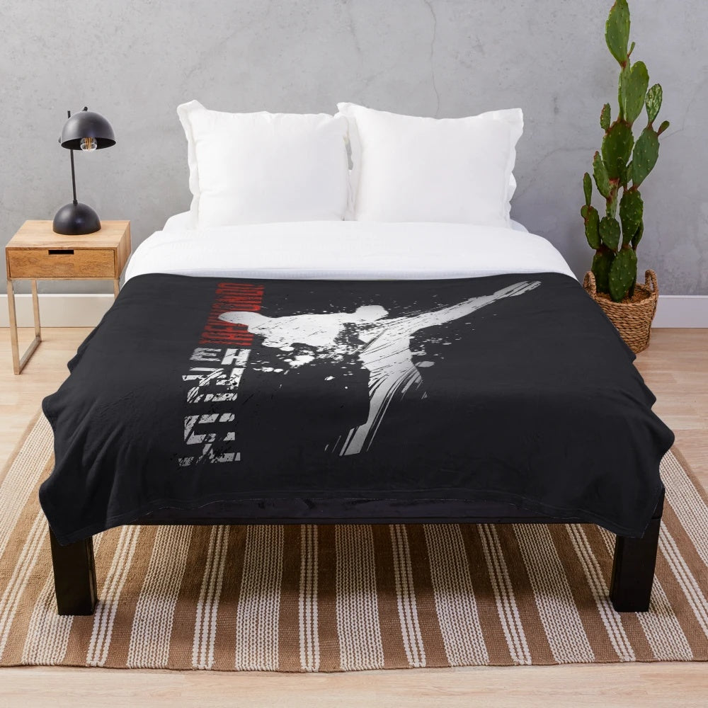 Cozy taekwondo plush blanket featuring Korean martial arts design