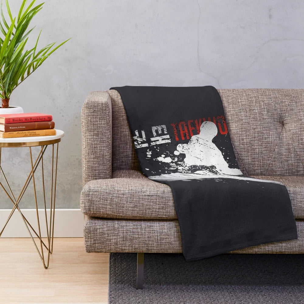 Cozy taekwondo plush blanket featuring Korean martial arts design