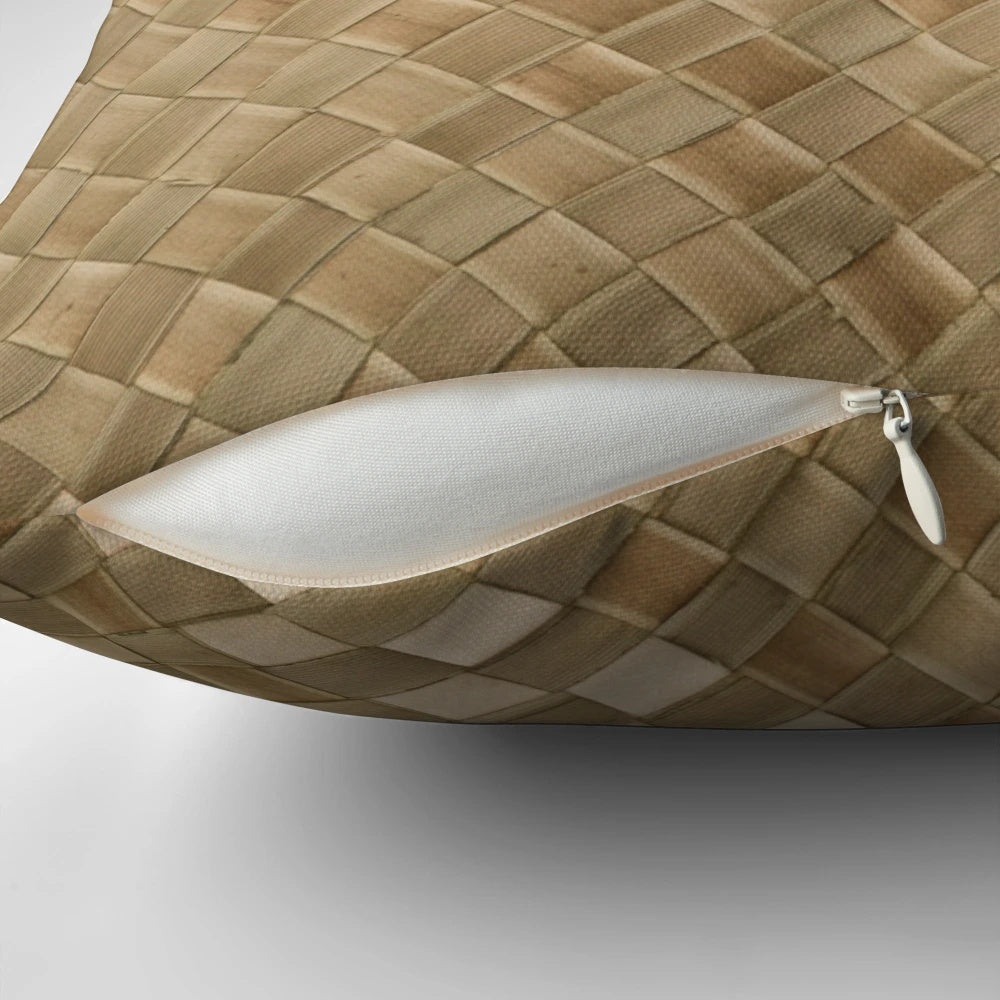 Soft and stylish Lauhala Mat pillow, perfect for adding a touch of tropical flair to any living space.