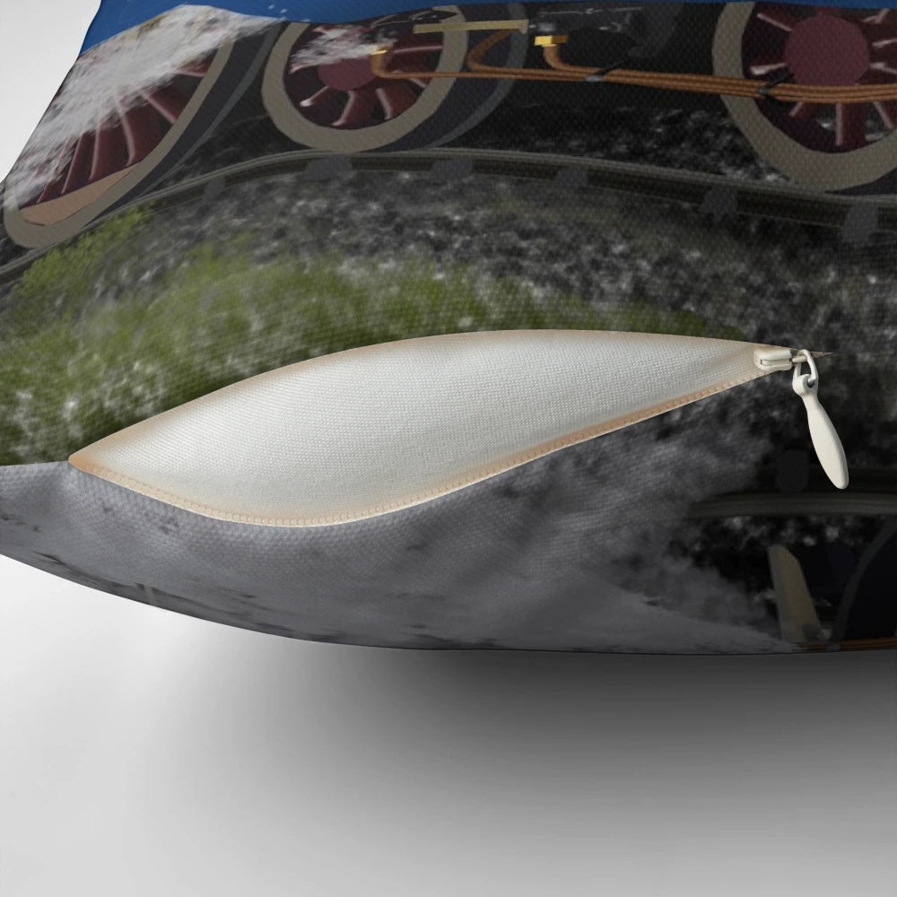 Plush pillow featuring the iconic LNER No. 4468 Mallard steam locomotive