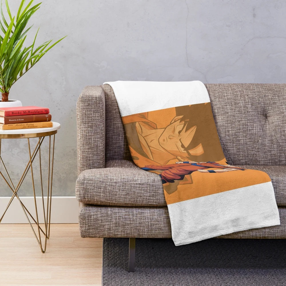 Son Goku Plush Blanket featuring the iconic Saiyan warrior from the Dragon Ball anime series