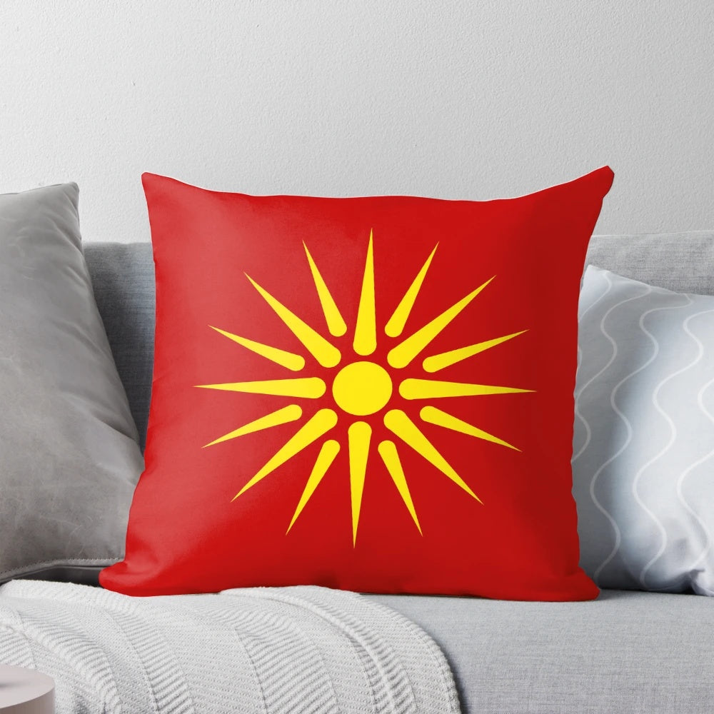 Macedonian Vergina Sun Pattern Decorative Throw Pillow
