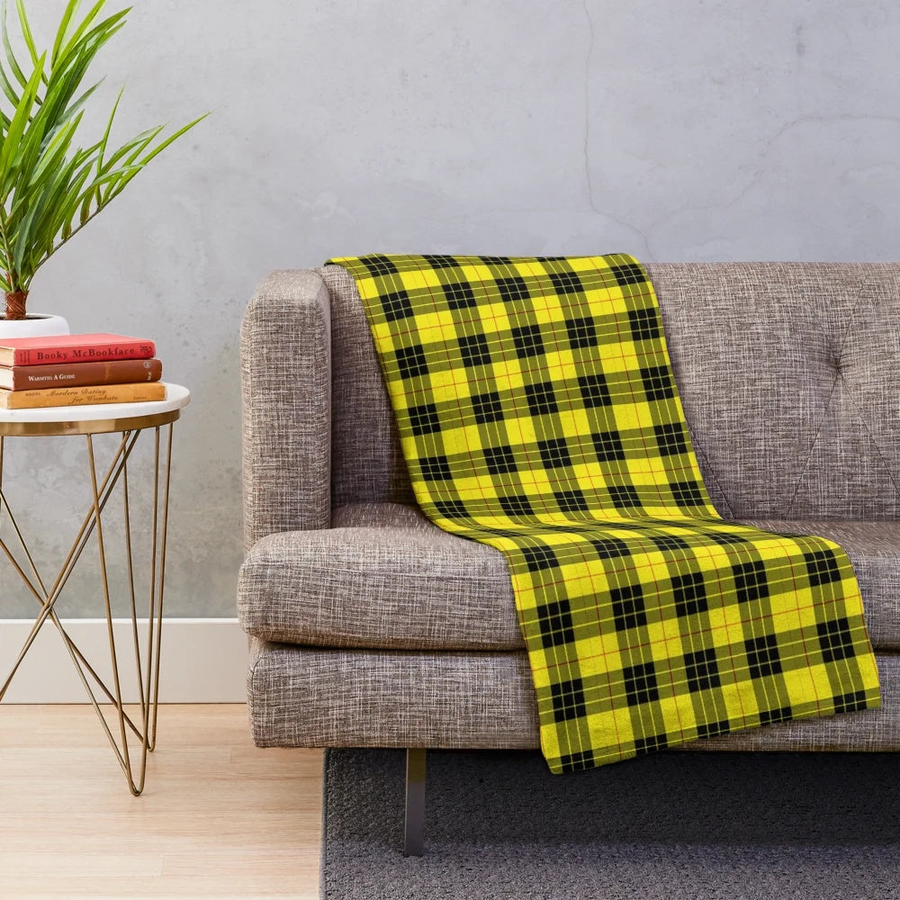 Macleod tartan plush blanket featuring traditional Scottish clan design