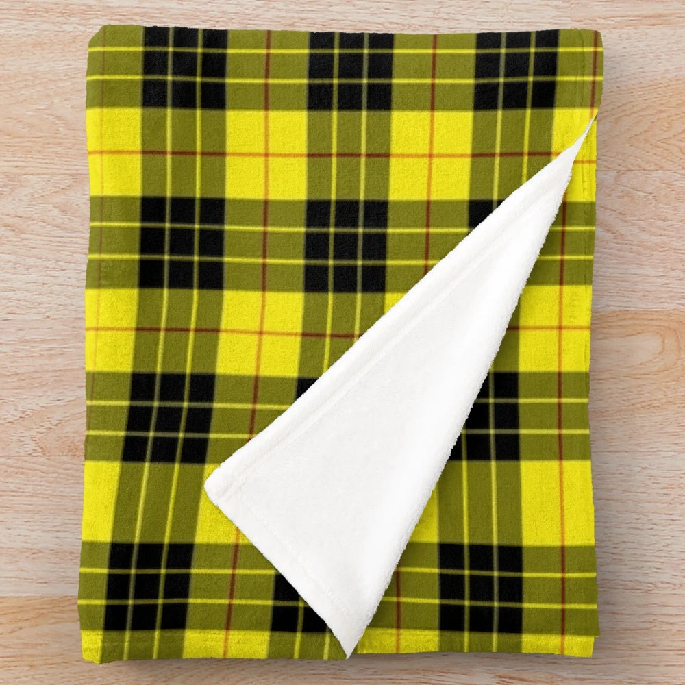 Macleod tartan plush blanket featuring traditional Scottish clan design