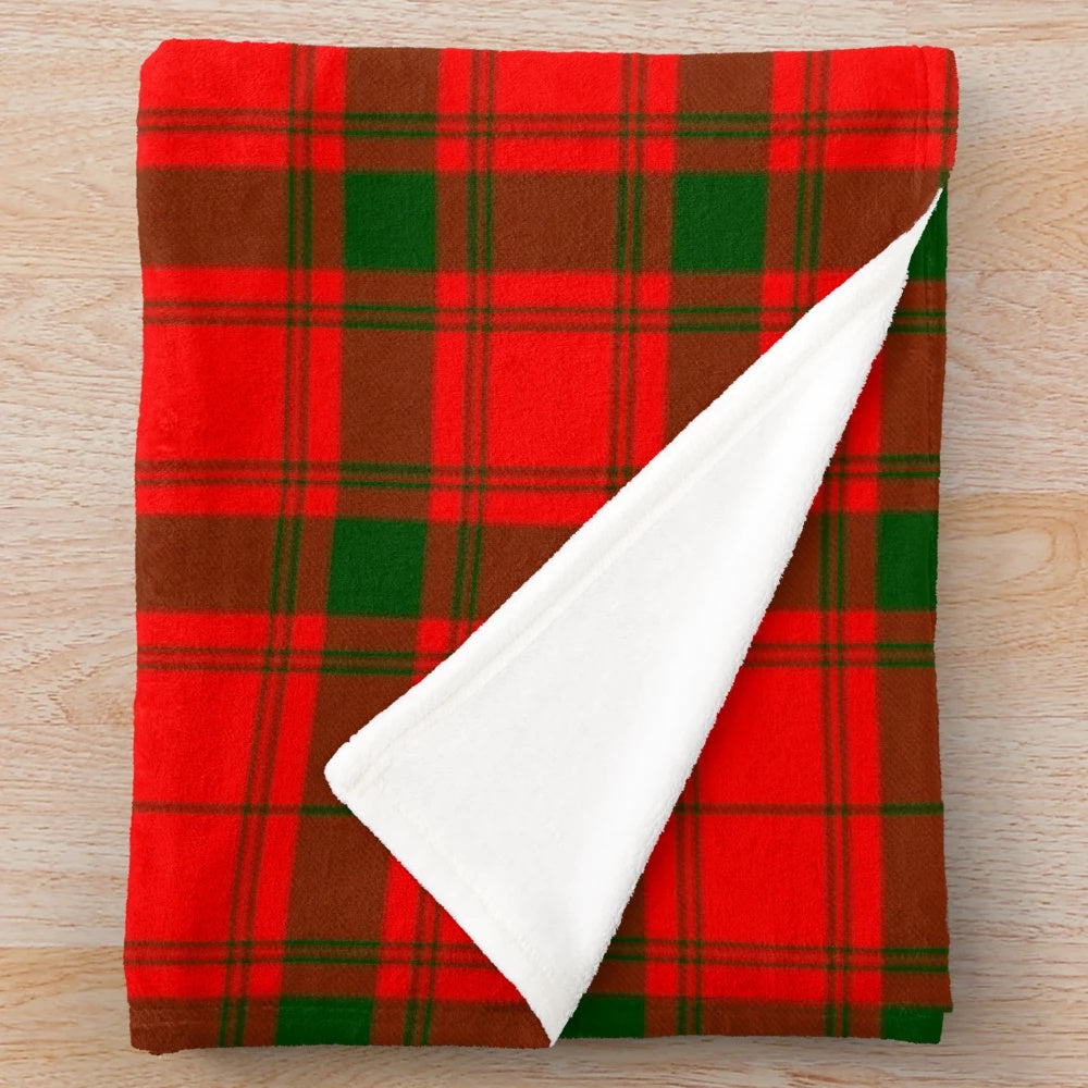 Macquarrie tartan plush blanket with Scottish clan crest