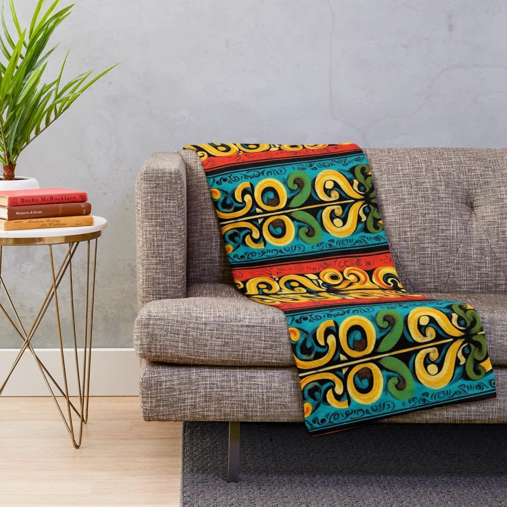 Maori tribal plush blanket with traditional New Zealand indigenous pattern