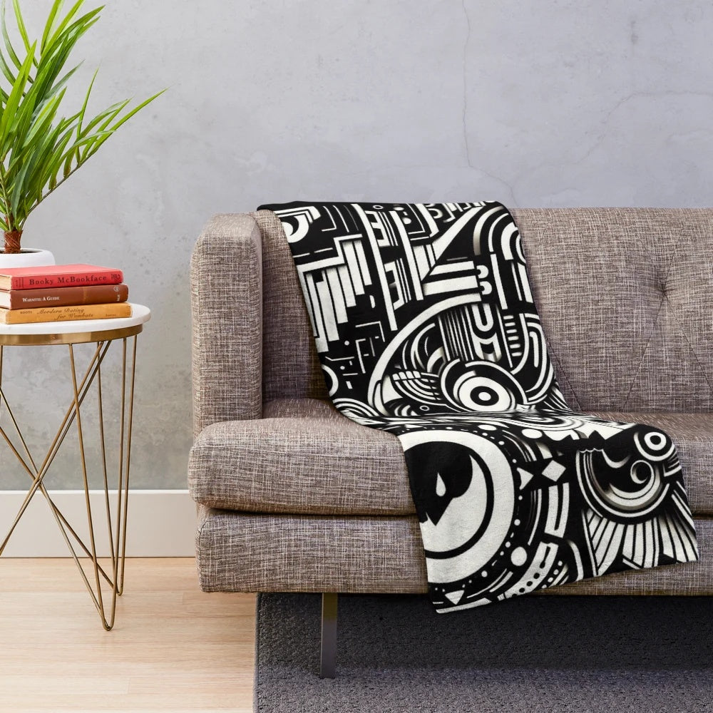 Mayan gods plush blanket featuring ancient Mesoamerican cultural symbols