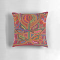 Vibrant and colorful Mola de Panama pillow, featuring traditional Panamanian textile art.