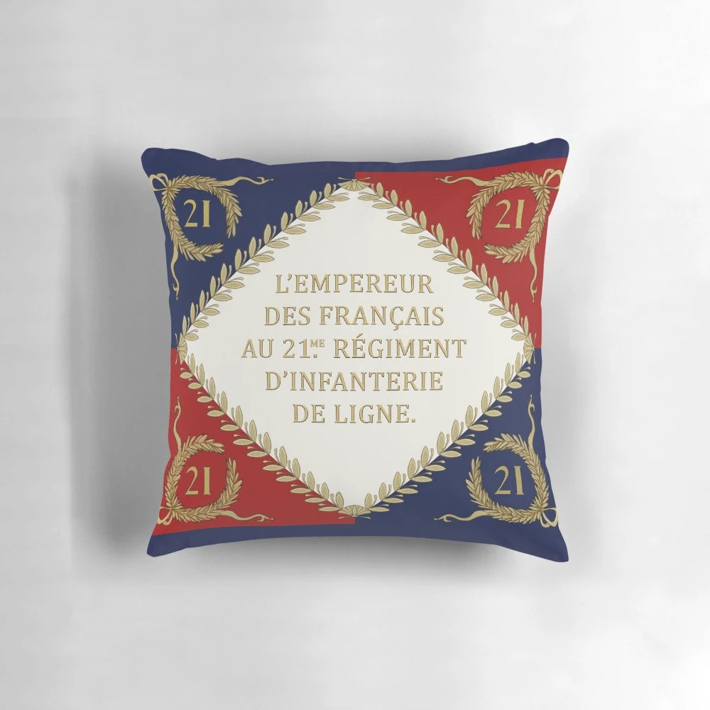 Pillow featuring an authentic 1804 Napoleonic French 21me regiment flag