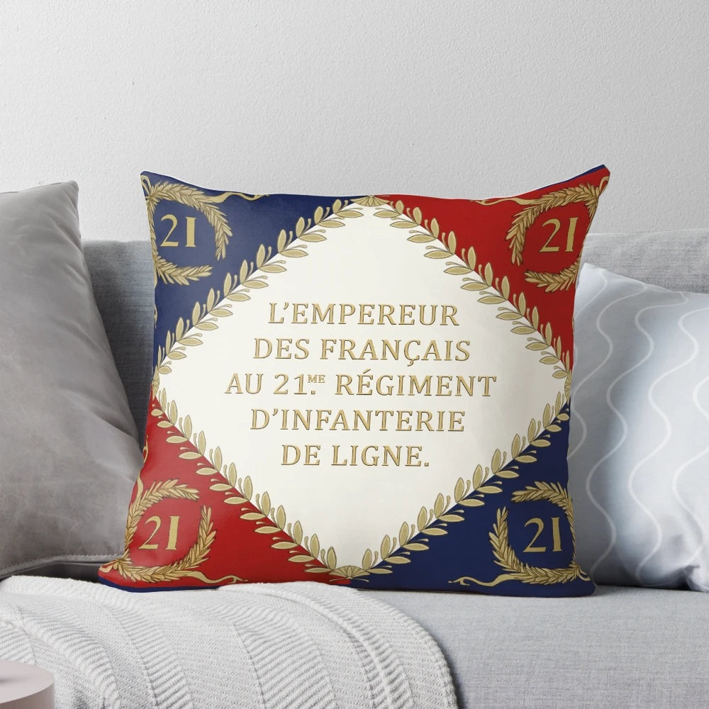 Pillow featuring an authentic 1804 Napoleonic French 21me regiment flag