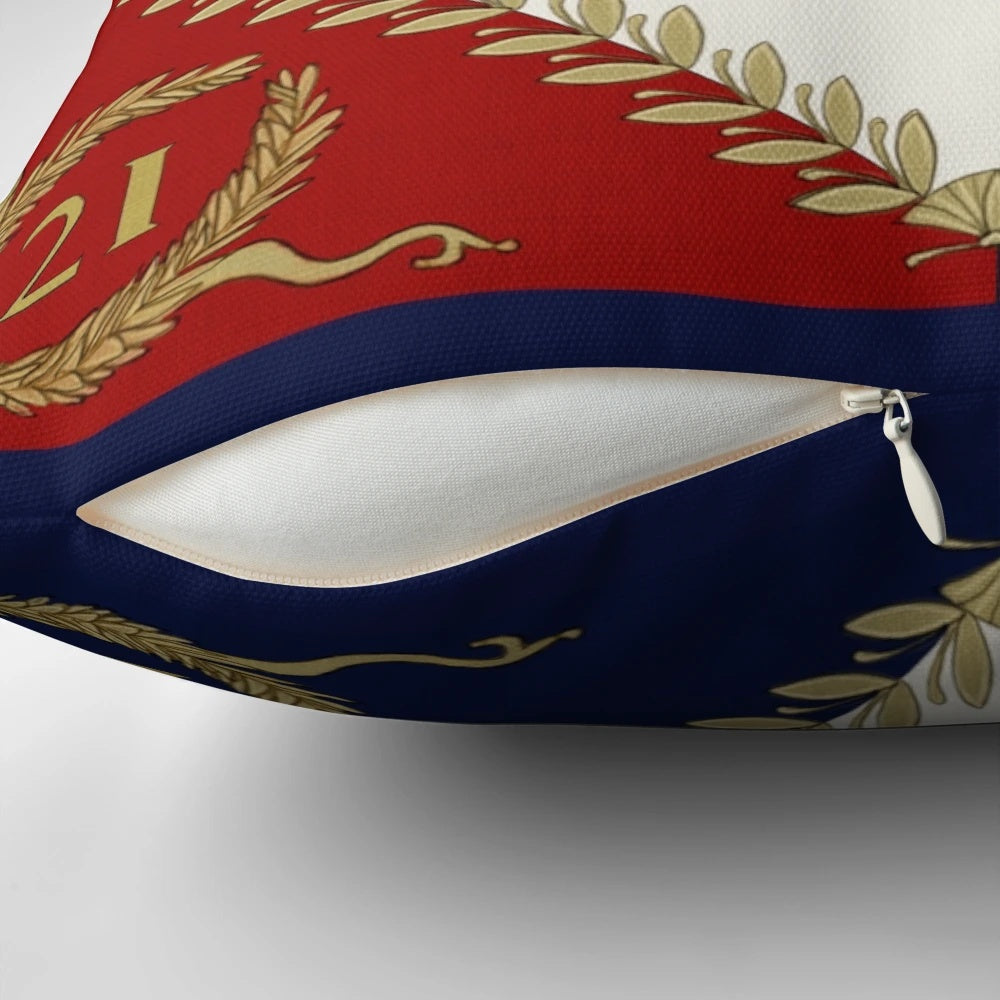 Pillow featuring an authentic 1804 Napoleonic French 21me regiment flag
