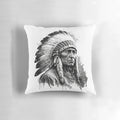 Decorative native american chief pillow with feathered headdress