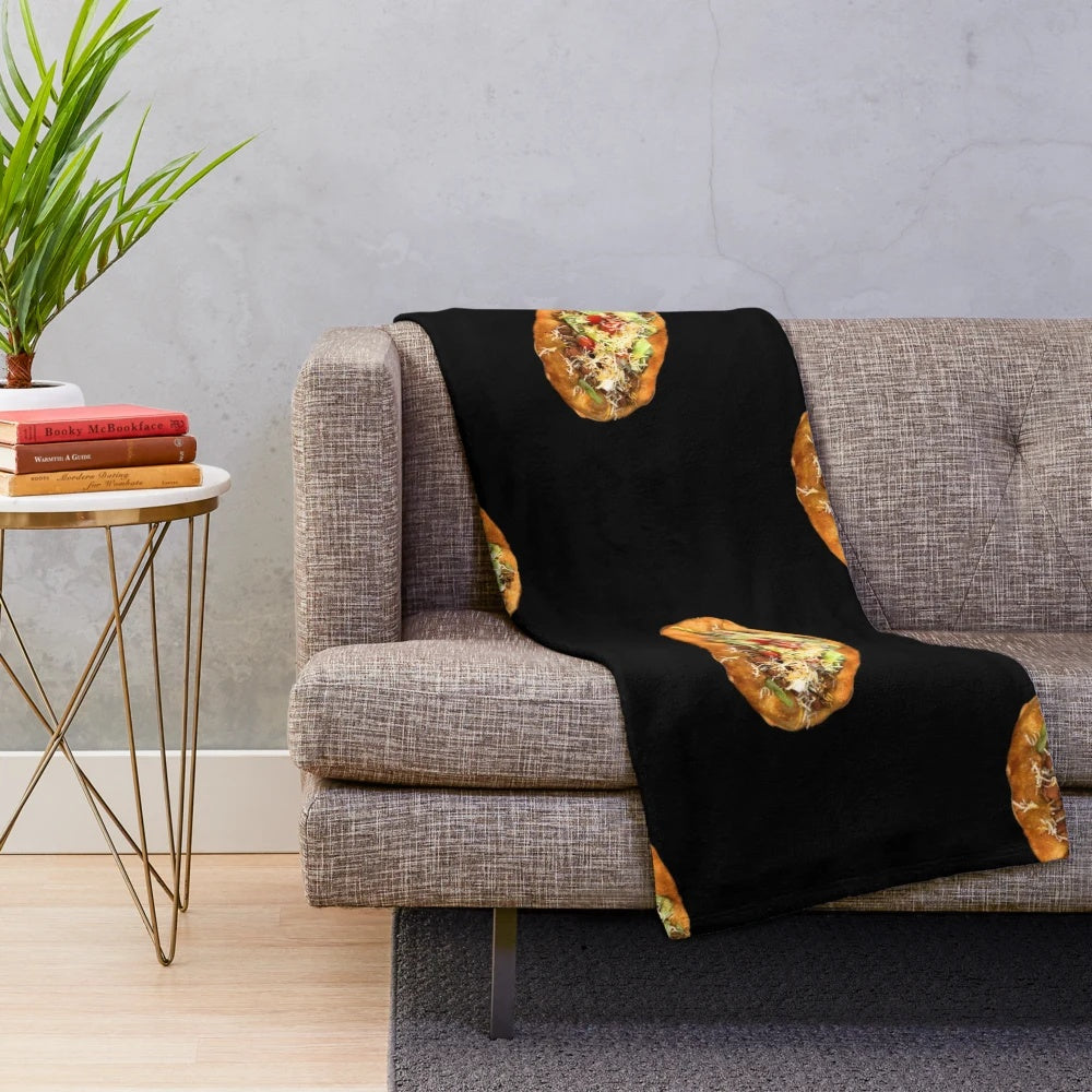 Cozy taco-themed plush blanket featuring native american design