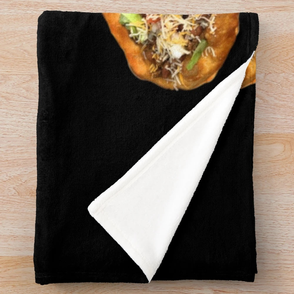 Cozy taco-themed plush blanket featuring native american design