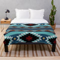 Navajo-inspired plush blanket with southwestern art design